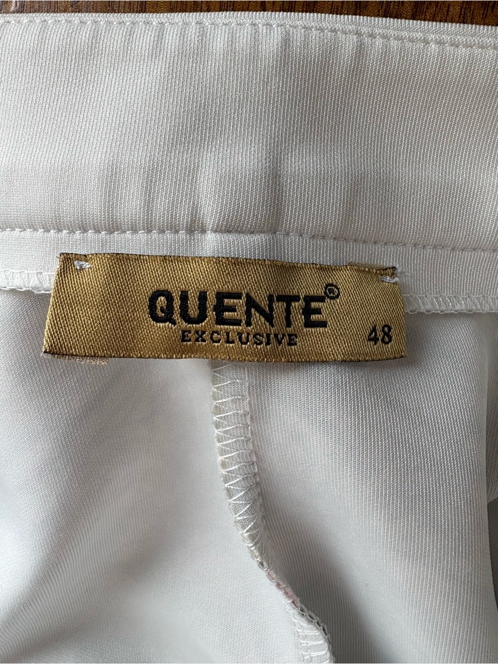 Quente Exclusive Ornate Print Scuba Pencil Skirt Altered Size 48 White Gold - Picture 8 of 10